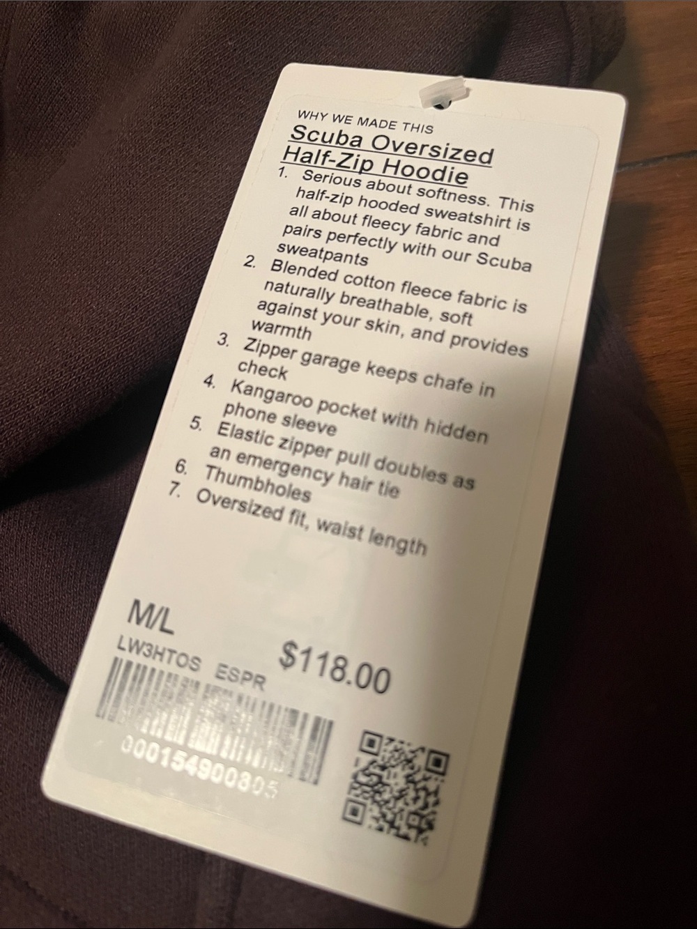 lululemon athletica Womens Half-Zip Hoodie Sweater in Chocolate Brown - Picture 2 of 10